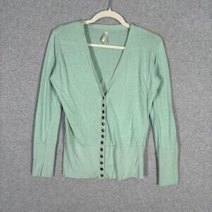 Color Story Cardigan Large Mint Green Snap Thin Career Church Academia Twee